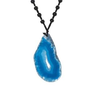 Blue Agate Geode Slice Necklace
